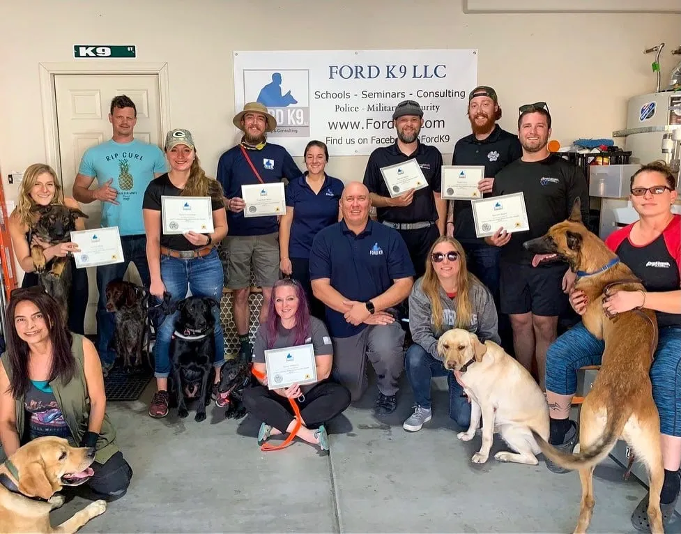 Yvonne and Zahra with the Ford K9 scent detection certification class